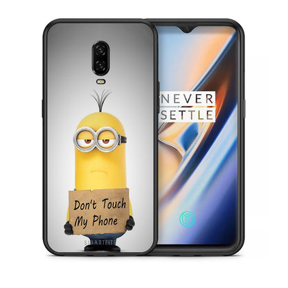 Θήκη OnePlus 6T Minion Text από τη Smartfits με σχέδιο στο πίσω μέρος και μαύρο περίβλημα | OnePlus 6T Minion Text case with colorful back and black bezels