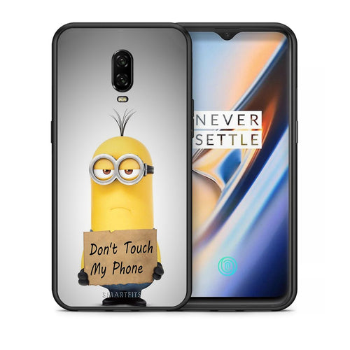 Θήκη OnePlus 6T Minion Text από τη Smartfits με σχέδιο στο πίσω μέρος και μαύρο περίβλημα | OnePlus 6T Minion Text case with colorful back and black bezels