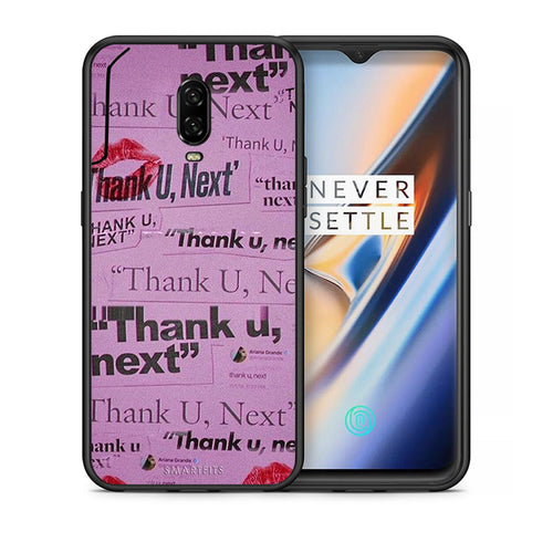 Θήκη Αγίου Βαλεντίνου OnePlus 6T Thank You Next από τη Smartfits με σχέδιο στο πίσω μέρος και μαύρο περίβλημα | OnePlus 6T Thank You Next case with colorful back and black bezels