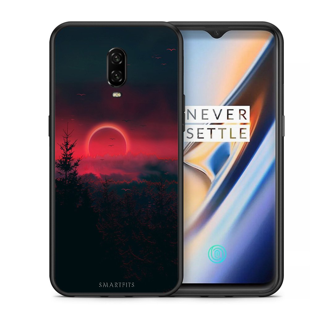 Θήκη OnePlus 6T Sunset Tropic από τη Smartfits με σχέδιο στο πίσω μέρος και μαύρο περίβλημα | OnePlus 6T Sunset Tropic case with colorful back and black bezels