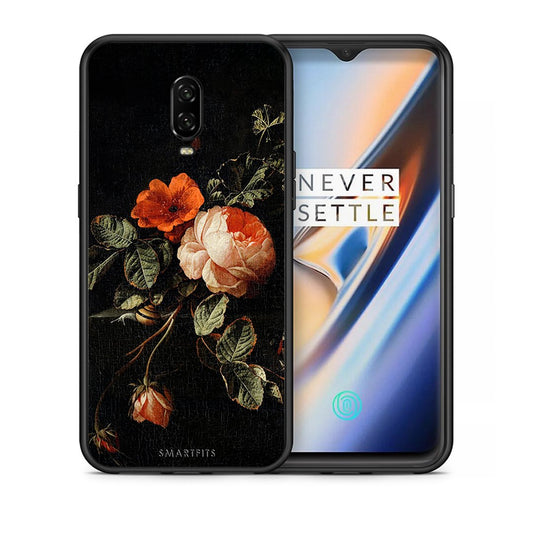 Θήκη OnePlus 6T Vintage Roses από τη Smartfits με σχέδιο στο πίσω μέρος και μαύρο περίβλημα | OnePlus 6T Vintage Roses case with colorful back and black bezels