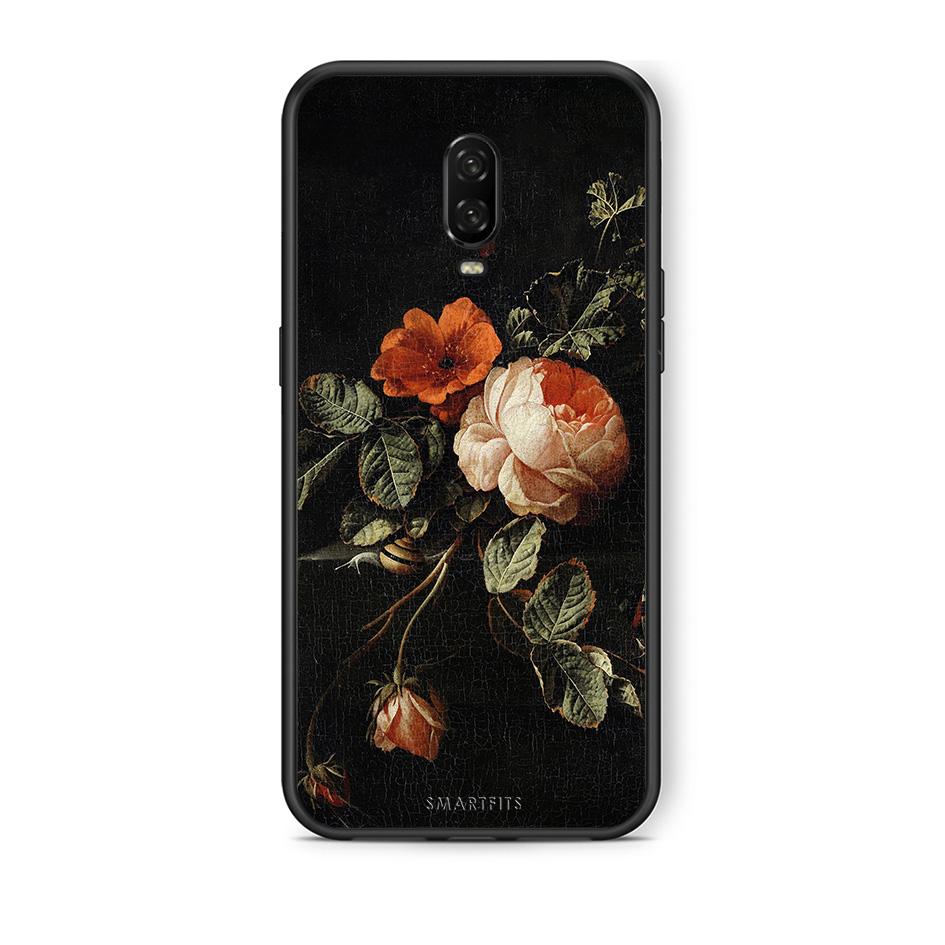OnePlus 6T Vintage Roses θήκη από τη Smartfits με σχέδιο στο πίσω μέρος και μαύρο περίβλημα | Smartphone case with colorful back and black bezels by Smartfits