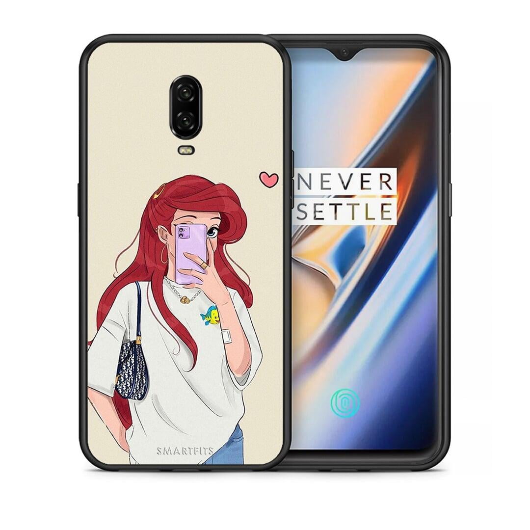 Θήκη OnePlus 6T Walking Mermaid από τη Smartfits με σχέδιο στο πίσω μέρος και μαύρο περίβλημα | OnePlus 6T Walking Mermaid case with colorful back and black bezels