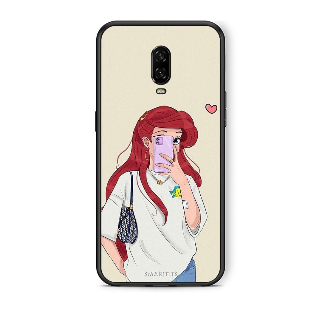 OnePlus 6T Walking Mermaid Θήκη από τη Smartfits με σχέδιο στο πίσω μέρος και μαύρο περίβλημα | Smartphone case with colorful back and black bezels by Smartfits