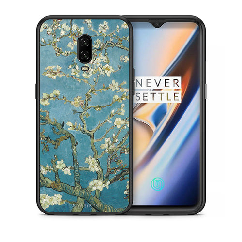 Θήκη OnePlus 6T White Blossoms από τη Smartfits με σχέδιο στο πίσω μέρος και μαύρο περίβλημα | OnePlus 6T White Blossoms case with colorful back and black bezels