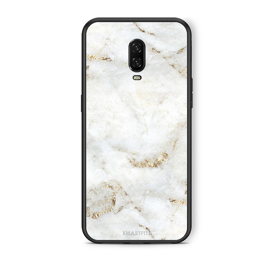 OnePlus 6T White Gold Marble θήκη από τη Smartfits με σχέδιο στο πίσω μέρος και μαύρο περίβλημα | Smartphone case with colorful back and black bezels by Smartfits