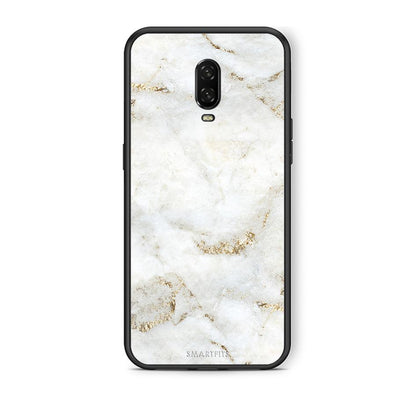 OnePlus 6T White Gold Marble θήκη από τη Smartfits με σχέδιο στο πίσω μέρος και μαύρο περίβλημα | Smartphone case with colorful back and black bezels by Smartfits