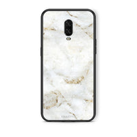 Thumbnail for OnePlus 6T White Gold Marble θήκη από τη Smartfits με σχέδιο στο πίσω μέρος και μαύρο περίβλημα | Smartphone case with colorful back and black bezels by Smartfits