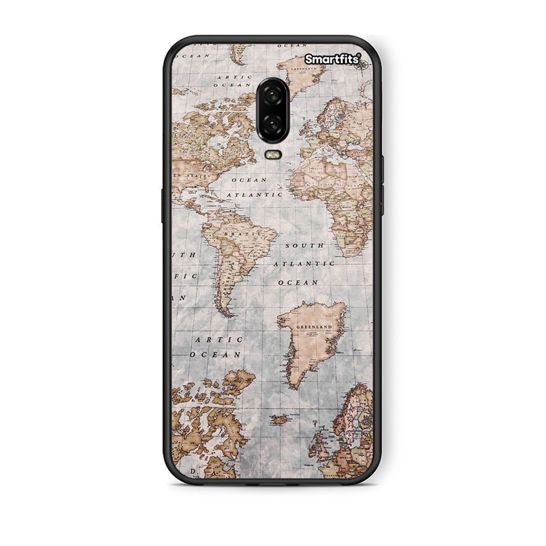 OnePlus 6 World Map θήκη από τη Smartfits με σχέδιο στο πίσω μέρος και μαύρο περίβλημα | Smartphone case with colorful back and black bezels by Smartfits