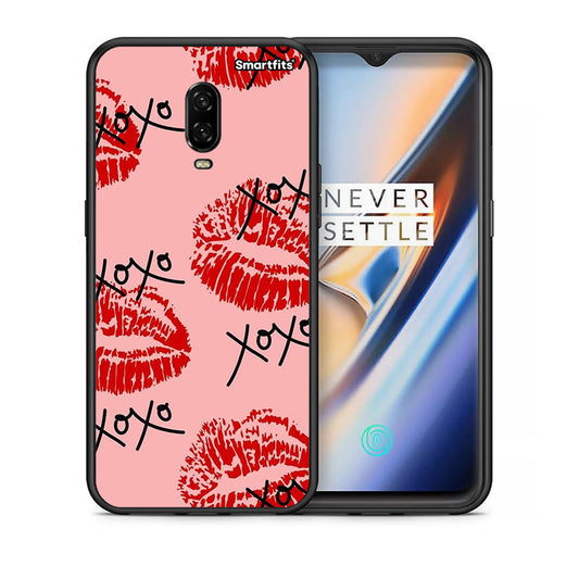 Θήκη OnePlus 6T XOXO Lips από τη Smartfits με σχέδιο στο πίσω μέρος και μαύρο περίβλημα | OnePlus 6T XOXO Lips case with colorful back and black bezels