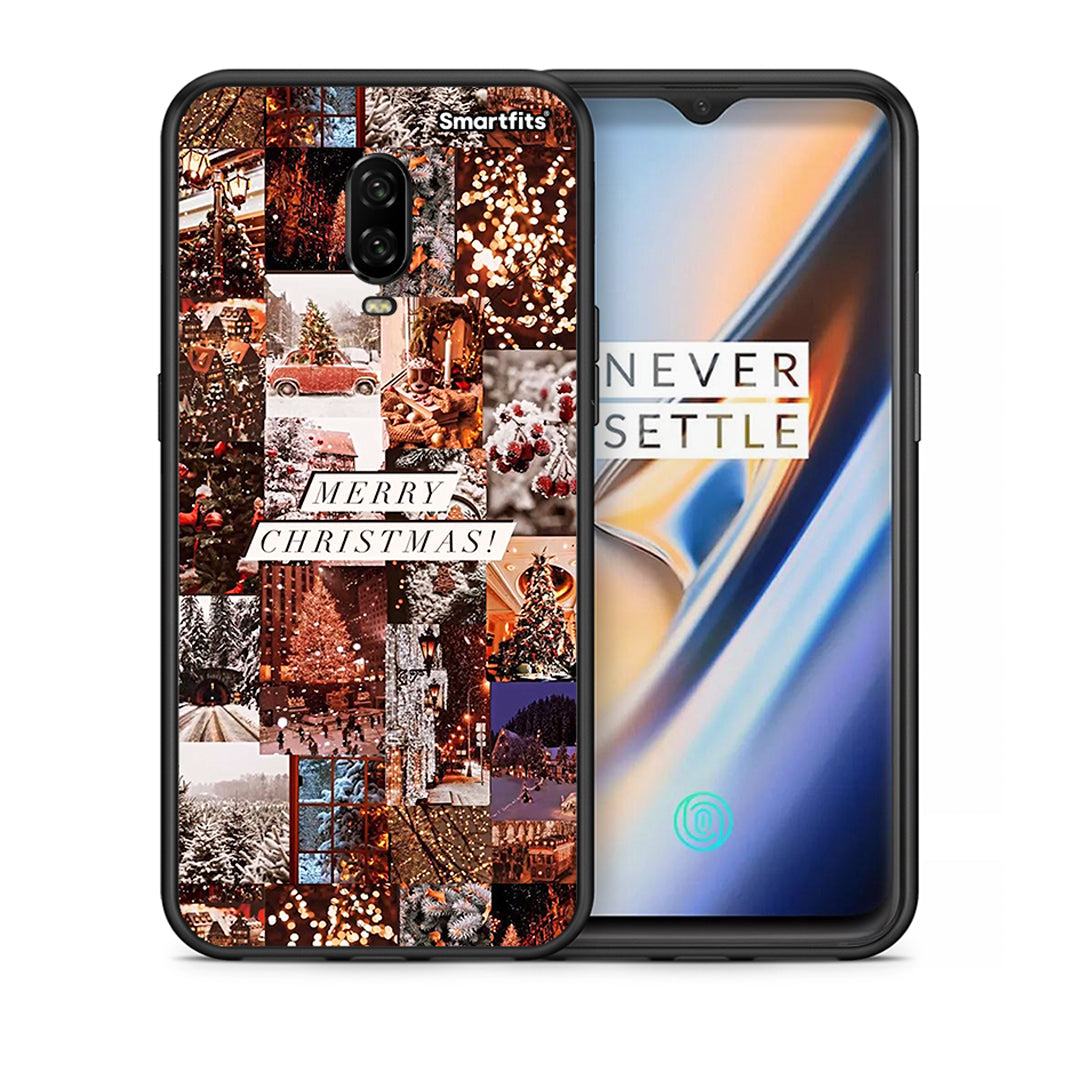 Θήκη OnePlus 6T Xmas Collage από τη Smartfits με σχέδιο στο πίσω μέρος και μαύρο περίβλημα | OnePlus 6T Xmas Collage case with colorful back and black bezels