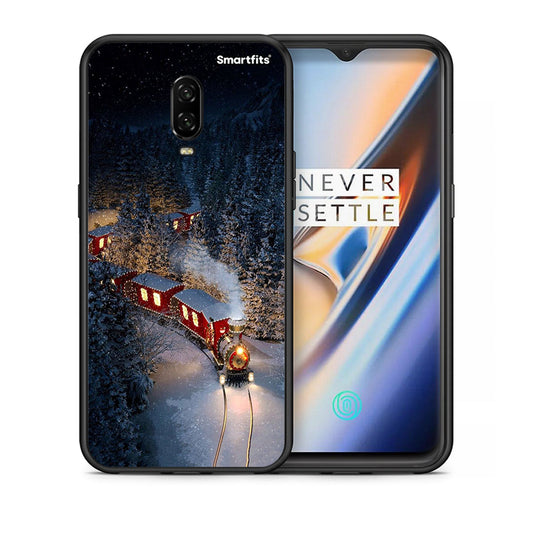 Θήκη OnePlus 6 Xmas Train από τη Smartfits με σχέδιο στο πίσω μέρος και μαύρο περίβλημα | OnePlus 6 Xmas Train case with colorful back and black bezels