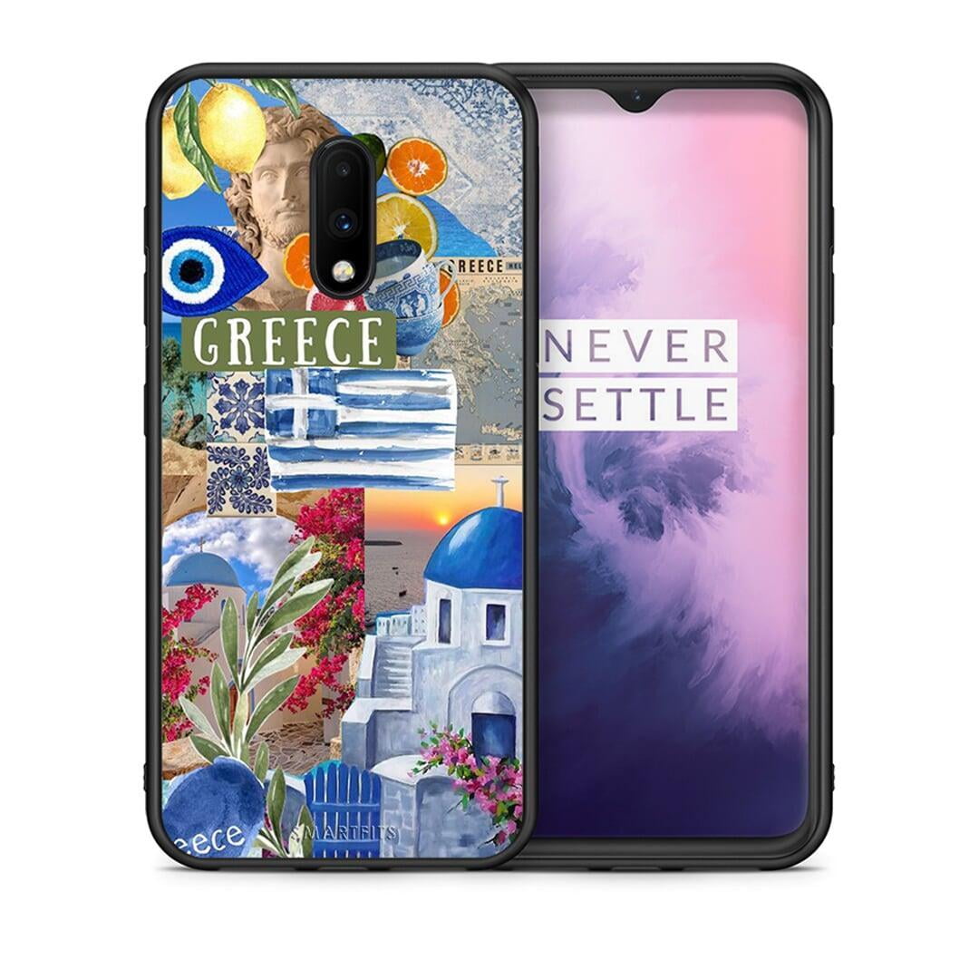 Θήκη OnePlus 7 All Greek από τη Smartfits με σχέδιο στο πίσω μέρος και μαύρο περίβλημα | OnePlus 7 All Greek case with colorful back and black bezels