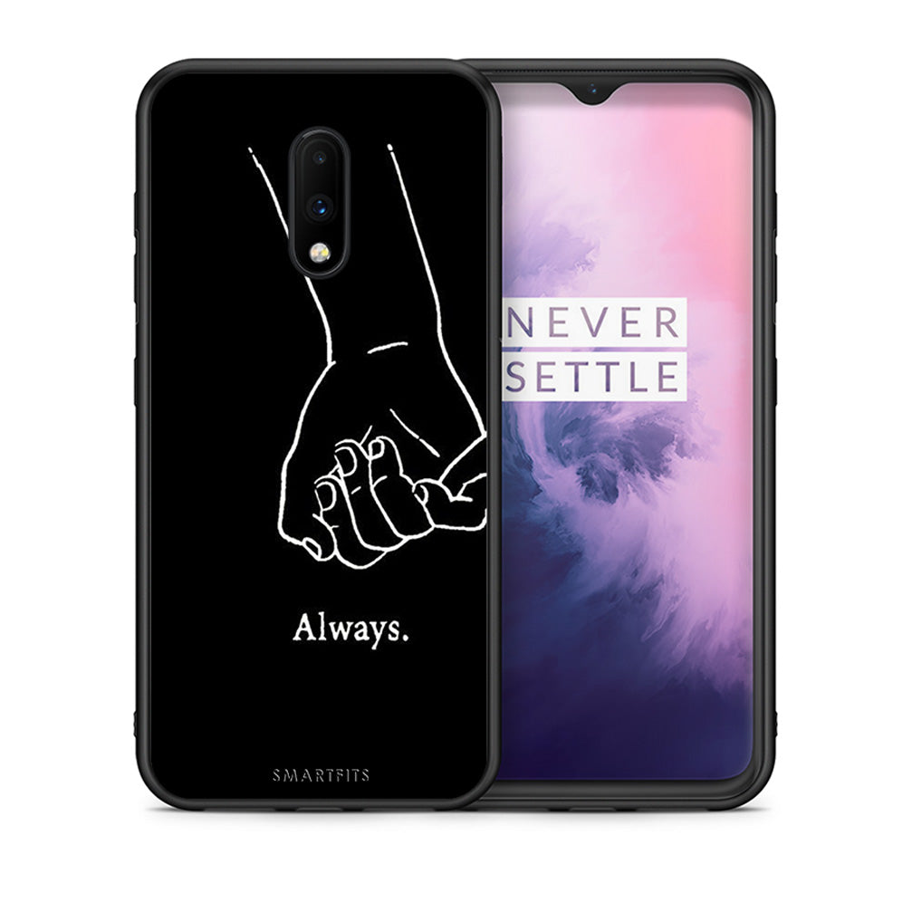 Θήκη Αγίου Βαλεντίνου OnePlus 7 Always & Forever 1 από τη Smartfits με σχέδιο στο πίσω μέρος και μαύρο περίβλημα | OnePlus 7 Always & Forever 1 case with colorful back and black bezels