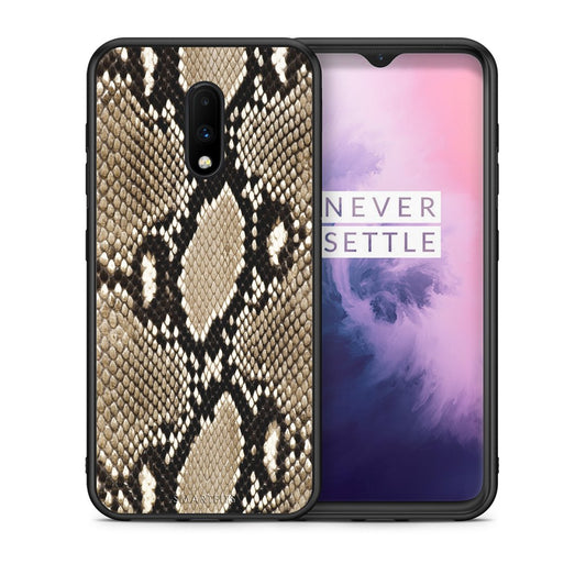 Θήκη OnePlus 7 Fashion Snake Animal από τη Smartfits με σχέδιο στο πίσω μέρος και μαύρο περίβλημα | OnePlus 7 Fashion Snake Animal case with colorful back and black bezels
