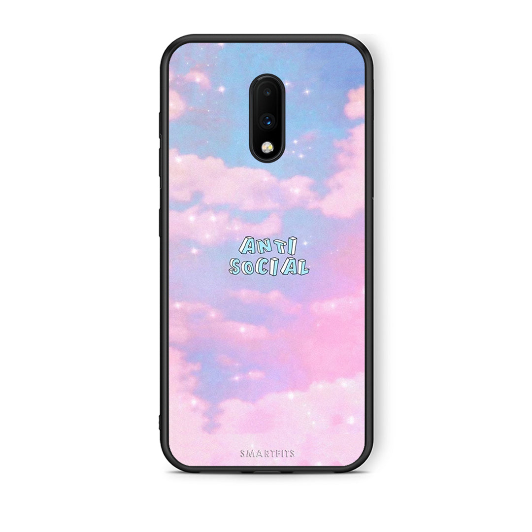 OnePlus 7 Anti Social Θήκη Αγίου Βαλεντίνου από τη Smartfits με σχέδιο στο πίσω μέρος και μαύρο περίβλημα | Smartphone case with colorful back and black bezels by Smartfits