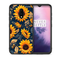 Thumbnail for Θήκη OnePlus 7 Autumn Sunflowers από τη Smartfits με σχέδιο στο πίσω μέρος και μαύρο περίβλημα | OnePlus 7 Autumn Sunflowers case with colorful back and black bezels