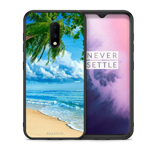 Θήκη OnePlus 7 Beautiful Beach από τη Smartfits με σχέδιο στο πίσω μέρος και μαύρο περίβλημα | OnePlus 7 Beautiful Beach case with colorful back and black bezels