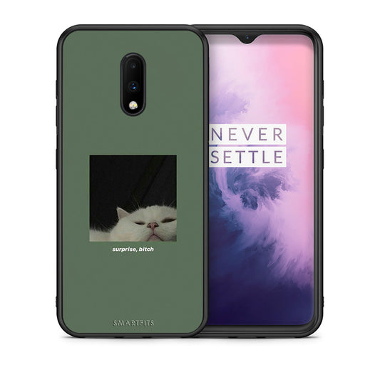 Θήκη OnePlus 7 Bitch Surprise από τη Smartfits με σχέδιο στο πίσω μέρος και μαύρο περίβλημα | OnePlus 7 Bitch Surprise case with colorful back and black bezels