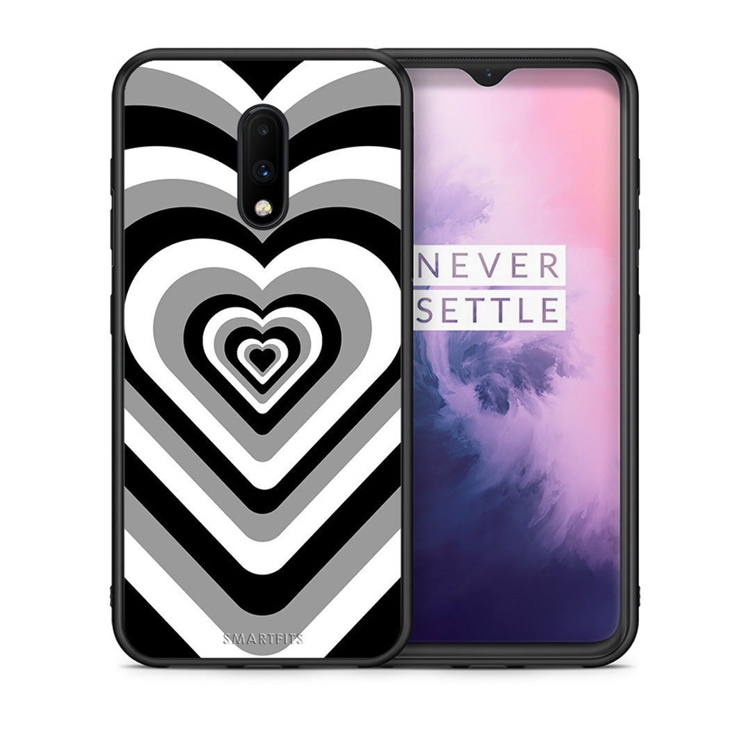 Θήκη OnePlus 7 Black Hearts από τη Smartfits με σχέδιο στο πίσω μέρος και μαύρο περίβλημα | OnePlus 7 Black Hearts case with colorful back and black bezels