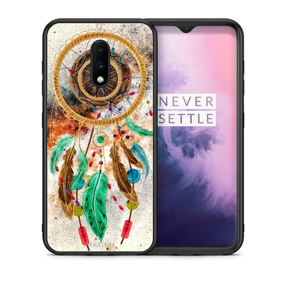 Θήκη OnePlus 7 DreamCatcher Boho από τη Smartfits με σχέδιο στο πίσω μέρος και μαύρο περίβλημα | OnePlus 7 DreamCatcher Boho case with colorful back and black bezels
