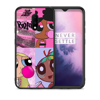 Θήκη Αγίου Βαλεντίνου OnePlus 7 Bubble Girls από τη Smartfits με σχέδιο στο πίσω μέρος και μαύρο περίβλημα | OnePlus 7 Bubble Girls case with colorful back and black bezels