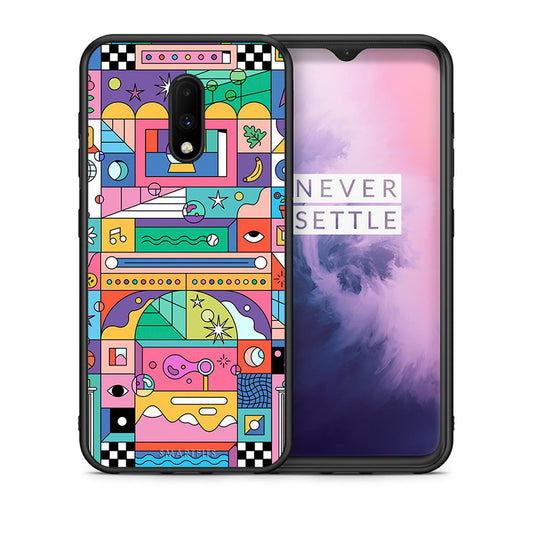 Θήκη OnePlus 7 Bubbles Soap από τη Smartfits με σχέδιο στο πίσω μέρος και μαύρο περίβλημα | OnePlus 7 Bubbles Soap case with colorful back and black bezels