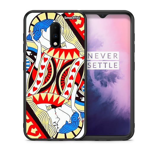 Θήκη OnePlus 7 Card Love από τη Smartfits με σχέδιο στο πίσω μέρος και μαύρο περίβλημα | OnePlus 7 Card Love case with colorful back and black bezels