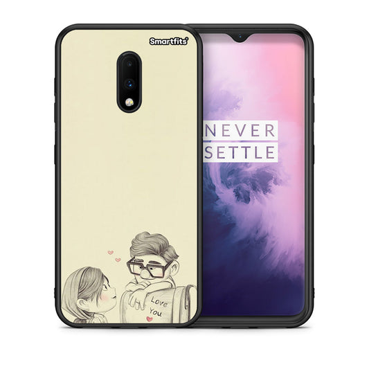 Θήκη OnePlus 7 Carl And Ellie από τη Smartfits με σχέδιο στο πίσω μέρος και μαύρο περίβλημα | OnePlus 7 Carl And Ellie case with colorful back and black bezels