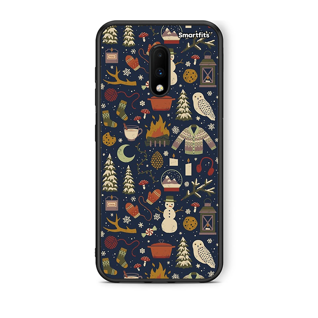 OnePlus 7 Christmas Elements θήκη από τη Smartfits με σχέδιο στο πίσω μέρος και μαύρο περίβλημα | Smartphone case with colorful back and black bezels by Smartfits