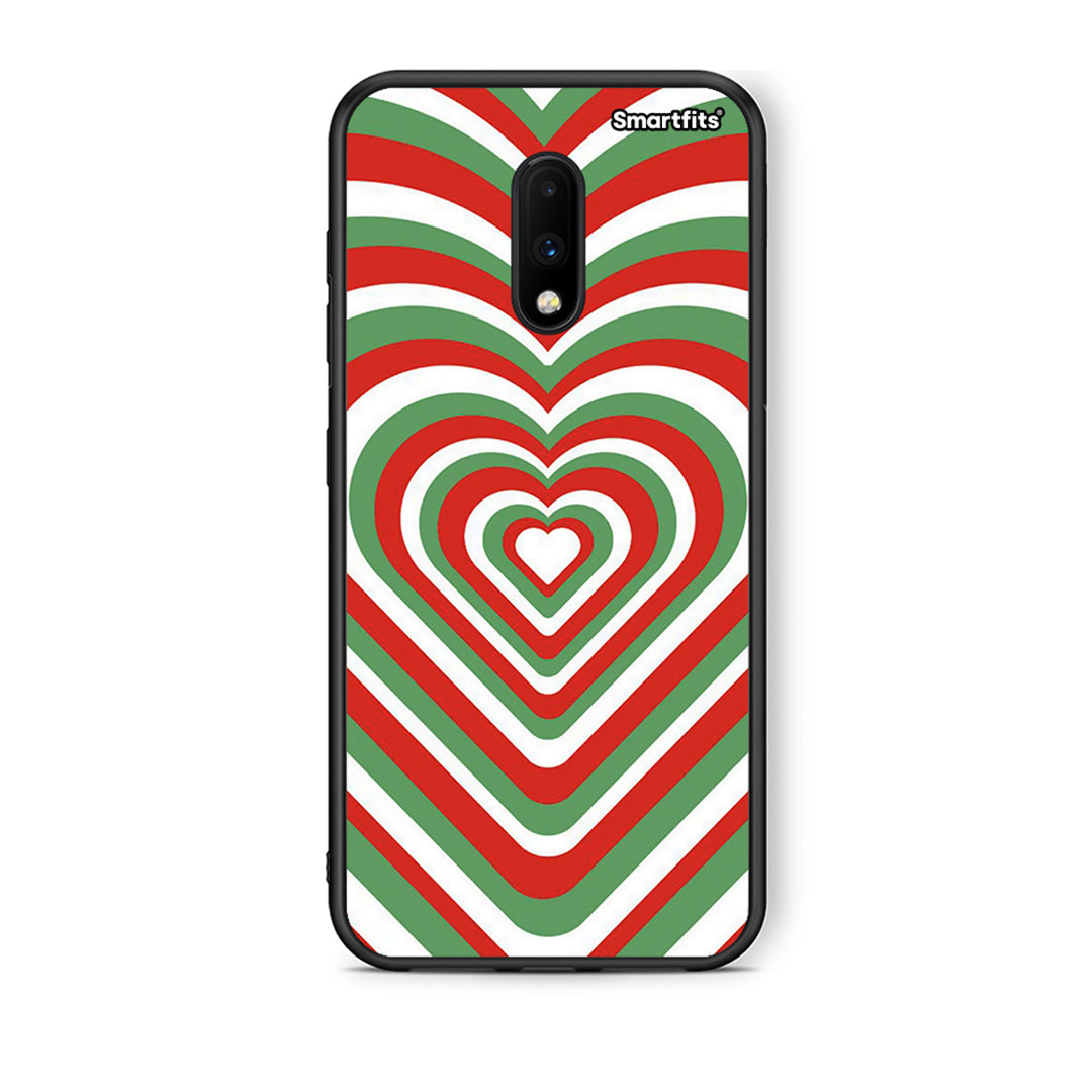OnePlus 7 Christmas Hearts θήκη από τη Smartfits με σχέδιο στο πίσω μέρος και μαύρο περίβλημα | Smartphone case with colorful back and black bezels by Smartfits