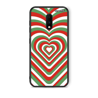 OnePlus 7 Christmas Hearts θήκη από τη Smartfits με σχέδιο στο πίσω μέρος και μαύρο περίβλημα | Smartphone case with colorful back and black bezels by Smartfits