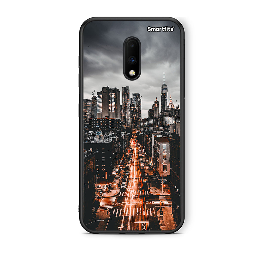 OnePlus 7 City Lights θήκη από τη Smartfits με σχέδιο στο πίσω μέρος και μαύρο περίβλημα | Smartphone case with colorful back and black bezels by Smartfits