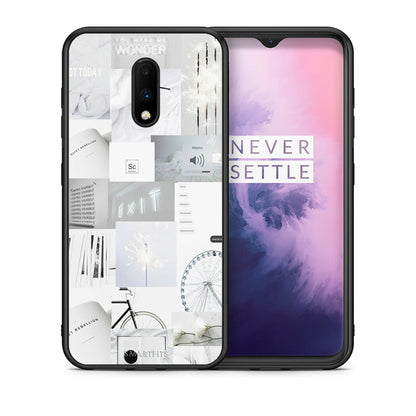 Θήκη Αγίου Βαλεντίνου OnePlus 7 Collage Make Me Wonder από τη Smartfits με σχέδιο στο πίσω μέρος και μαύρο περίβλημα | OnePlus 7 Collage Make Me Wonder case with colorful back and black bezels