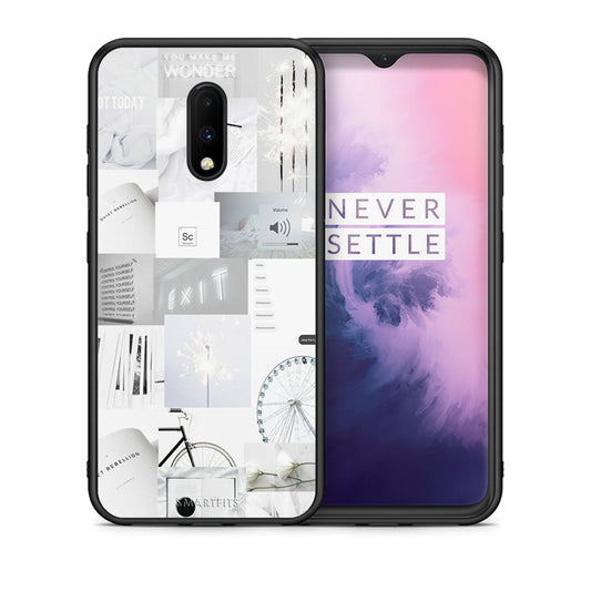 Θήκη Αγίου Βαλεντίνου OnePlus 7 Collage Make Me Wonder από τη Smartfits με σχέδιο στο πίσω μέρος και μαύρο περίβλημα | OnePlus 7 Collage Make Me Wonder case with colorful back and black bezels