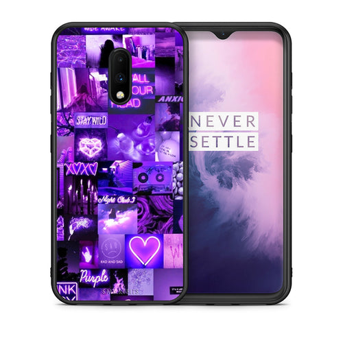 Θήκη Αγίου Βαλεντίνου OnePlus 7 Collage Stay Wild από τη Smartfits με σχέδιο στο πίσω μέρος και μαύρο περίβλημα | OnePlus 7 Collage Stay Wild case with colorful back and black bezels