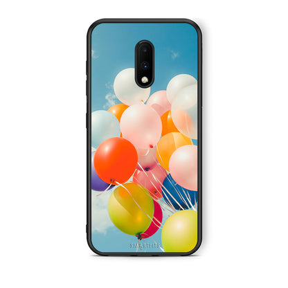 OnePlus 7 Colorful Balloons θήκη από τη Smartfits με σχέδιο στο πίσω μέρος και μαύρο περίβλημα | Smartphone case with colorful back and black bezels by Smartfits