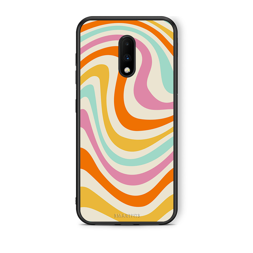 OnePlus 7 Colourful Waves θήκη από τη Smartfits με σχέδιο στο πίσω μέρος και μαύρο περίβλημα | Smartphone case with colorful back and black bezels by Smartfits