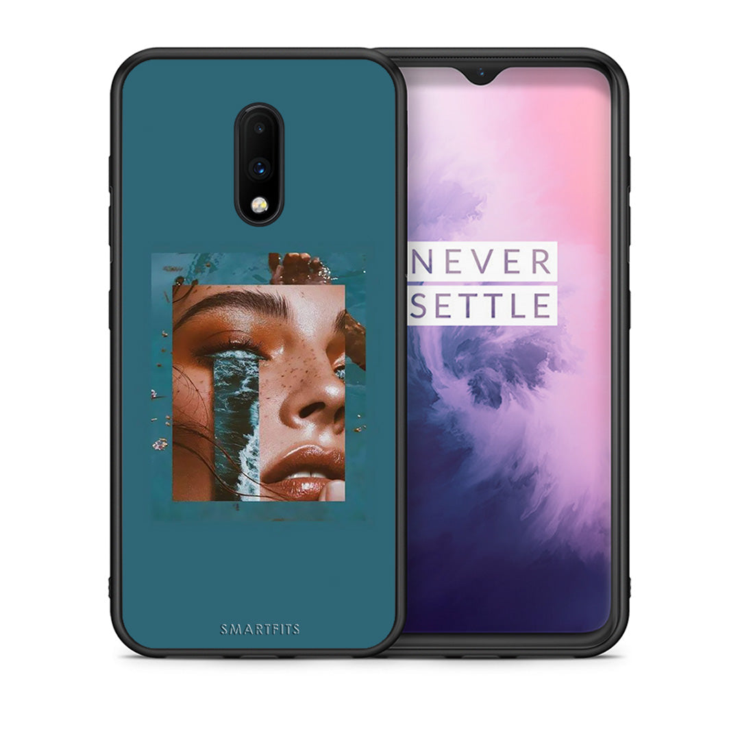 Θήκη OnePlus 7 Cry An Ocean από τη Smartfits με σχέδιο στο πίσω μέρος και μαύρο περίβλημα | OnePlus 7 Cry An Ocean case with colorful back and black bezels