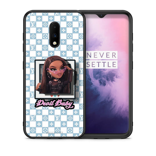 Θήκη Αγίου Βαλεντίνου OnePlus 7 Devil Baby από τη Smartfits με σχέδιο στο πίσω μέρος και μαύρο περίβλημα | OnePlus 7 Devil Baby case with colorful back and black bezels