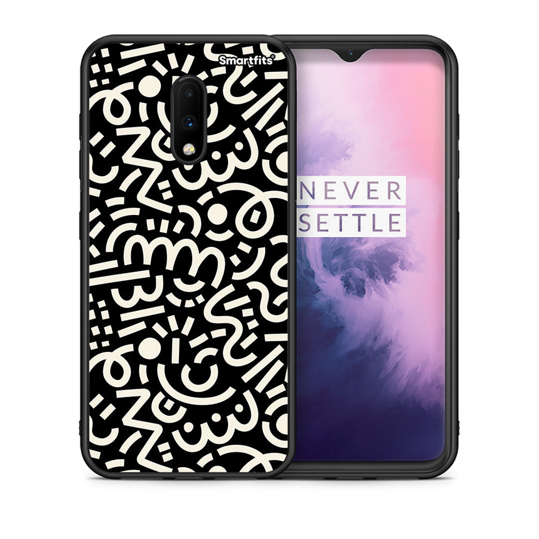 Θήκη OnePlus 7 Doodle Art από τη Smartfits με σχέδιο στο πίσω μέρος και μαύρο περίβλημα | OnePlus 7 Doodle Art case with colorful back and black bezels