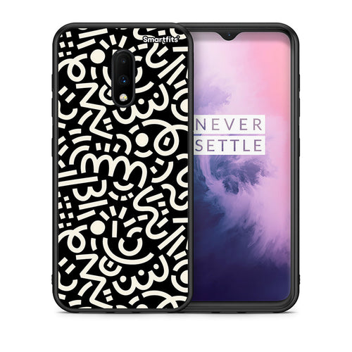 Θήκη OnePlus 7 Doodle Art από τη Smartfits με σχέδιο στο πίσω μέρος και μαύρο περίβλημα | OnePlus 7 Doodle Art case with colorful back and black bezels