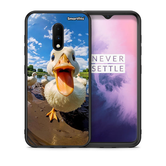 Θήκη OnePlus 7 Duck Face από τη Smartfits με σχέδιο στο πίσω μέρος και μαύρο περίβλημα | OnePlus 7 Duck Face case with colorful back and black bezels