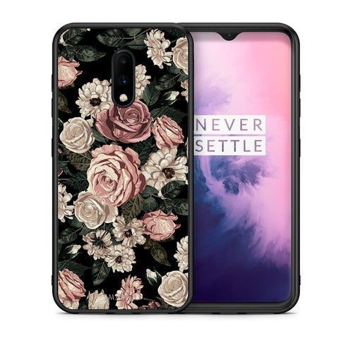 Θήκη OnePlus 7 Wild Roses Flower από τη Smartfits με σχέδιο στο πίσω μέρος και μαύρο περίβλημα | OnePlus 7 Wild Roses Flower case with colorful back and black bezels