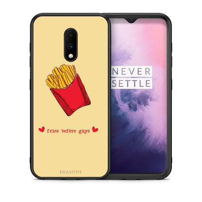 Θήκη Αγίου Βαλεντίνου OnePlus 7 Fries Before Guys από τη Smartfits με σχέδιο στο πίσω μέρος και μαύρο περίβλημα | OnePlus 7 Fries Before Guys case with colorful back and black bezels