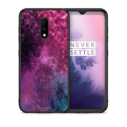 Θήκη OnePlus 7 Aurora Galaxy από τη Smartfits με σχέδιο στο πίσω μέρος και μαύρο περίβλημα | OnePlus 7 Aurora Galaxy case with colorful back and black bezels
