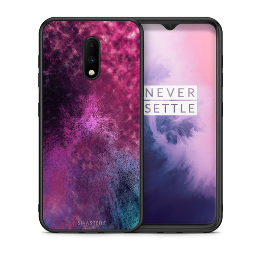 Θήκη OnePlus 7 Aurora Galaxy από τη Smartfits με σχέδιο στο πίσω μέρος και μαύρο περίβλημα | OnePlus 7 Aurora Galaxy case with colorful back and black bezels