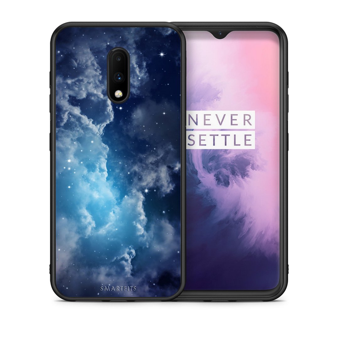 Θήκη OnePlus 7 Blue Sky Galaxy από τη Smartfits με σχέδιο στο πίσω μέρος και μαύρο περίβλημα | OnePlus 7 Blue Sky Galaxy case with colorful back and black bezels