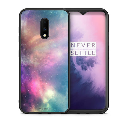 Θήκη OnePlus 7 Rainbow Galaxy από τη Smartfits με σχέδιο στο πίσω μέρος και μαύρο περίβλημα | OnePlus 7 Rainbow Galaxy case with colorful back and black bezels