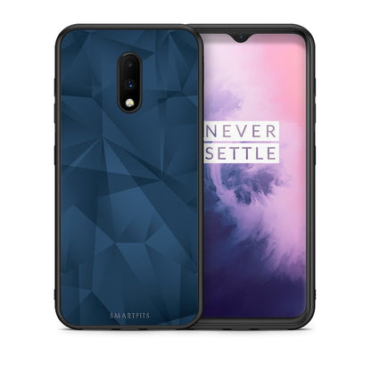 Θήκη OnePlus 7 Blue Abstract Geometric από τη Smartfits με σχέδιο στο πίσω μέρος και μαύρο περίβλημα | OnePlus 7 Blue Abstract Geometric case with colorful back and black bezels